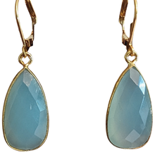 Load image into Gallery viewer, Luminous Aqua Chalcedony Pendant Necklace on Satellite Chain