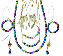 Load image into Gallery viewer, Rainbow Heishi and Chain Boho Stack Necklace