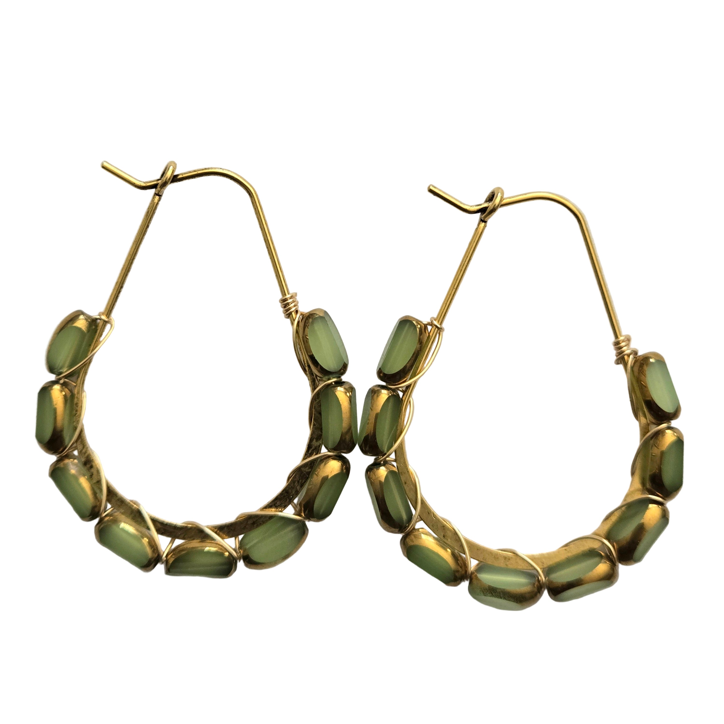 Olivine Czech Glass Wrapped Hoop Earrings – Wendy Vernon Designs