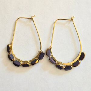 Plum Purple  Czech Glass Wrapped Hoop Earrings
