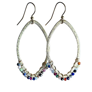 Mixed Gemstone Wrapped Hoop Earrings