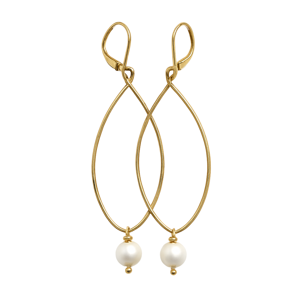 Elegant handcrafted Gold Plate and Freshwater Pearl Earrings