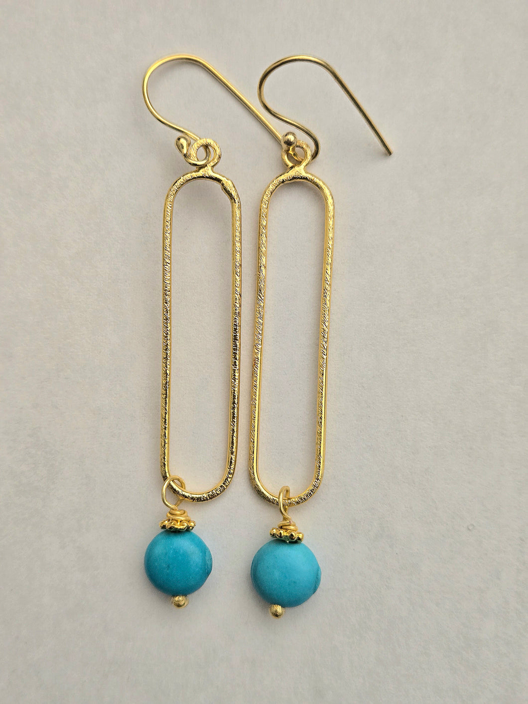 Elegant Long Turquoise Vermeil Earrings