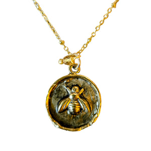 Embossed Bee Pendant with Citrine