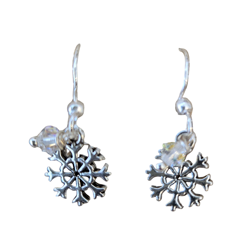 Silver Snowflake Earrings with Swarovski Crystal