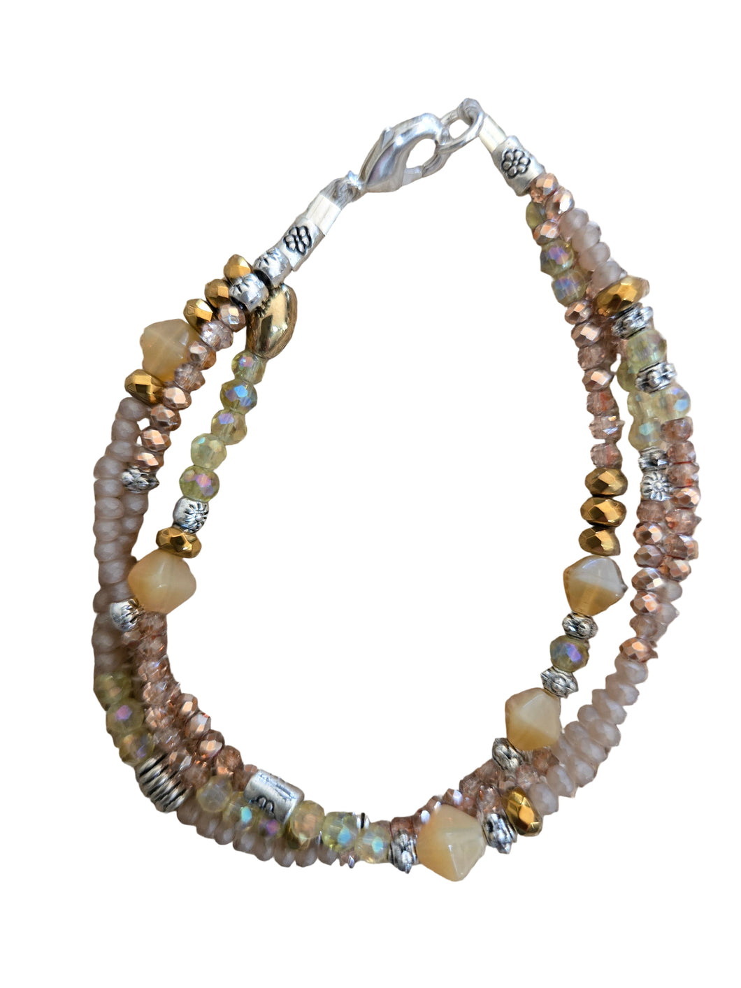 Golden Tones Multi-strand Beaded Bracelet