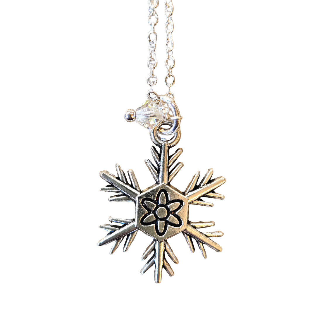 Silver Snowflake Necklace with Swarovski Crystal