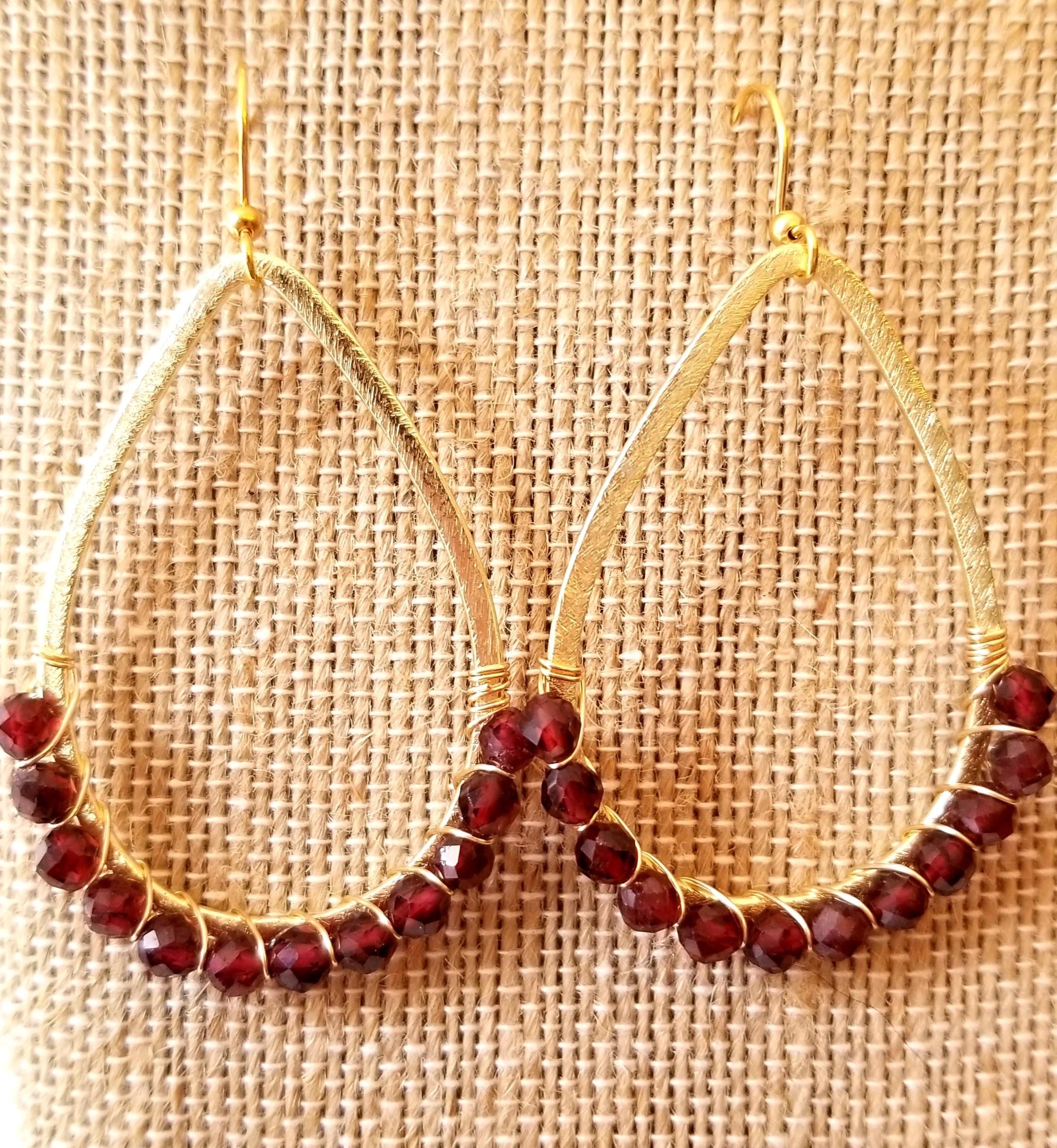 Labradorite and garnet gemstone on sale gold hoop earrings